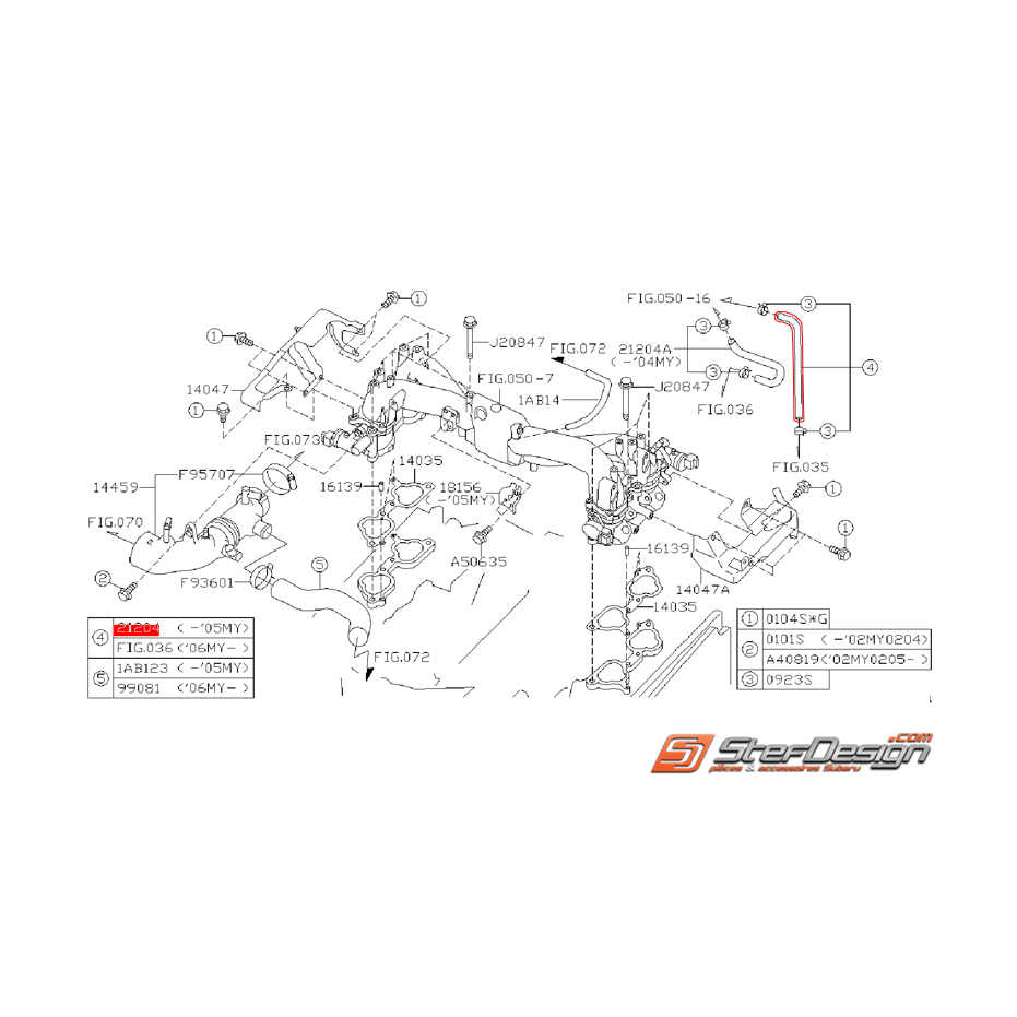 Durite de refroidissement de papillon WRX/STI 01-05