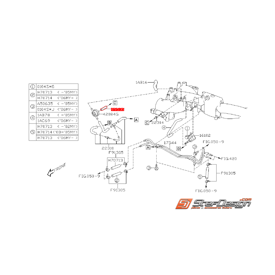 Durite de sortie de valve-purge origine constructeur WRX/STI 01-05