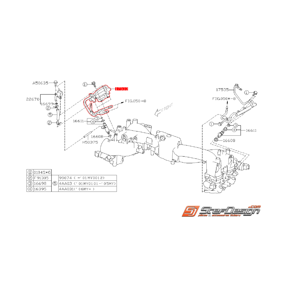Conduit essence injecteur droit origine WRX 01-05