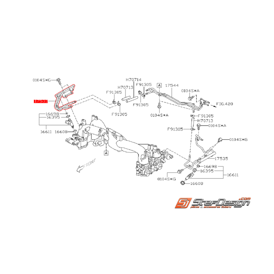 Conduit essence injecteur droit origine STI 08-14
