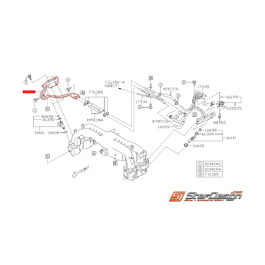 Conduit essence injecteur droit origine WRX 08-11
