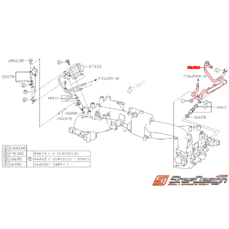 Conduit essence injecteur gauche origine WRX 01-07 STI 01-14 