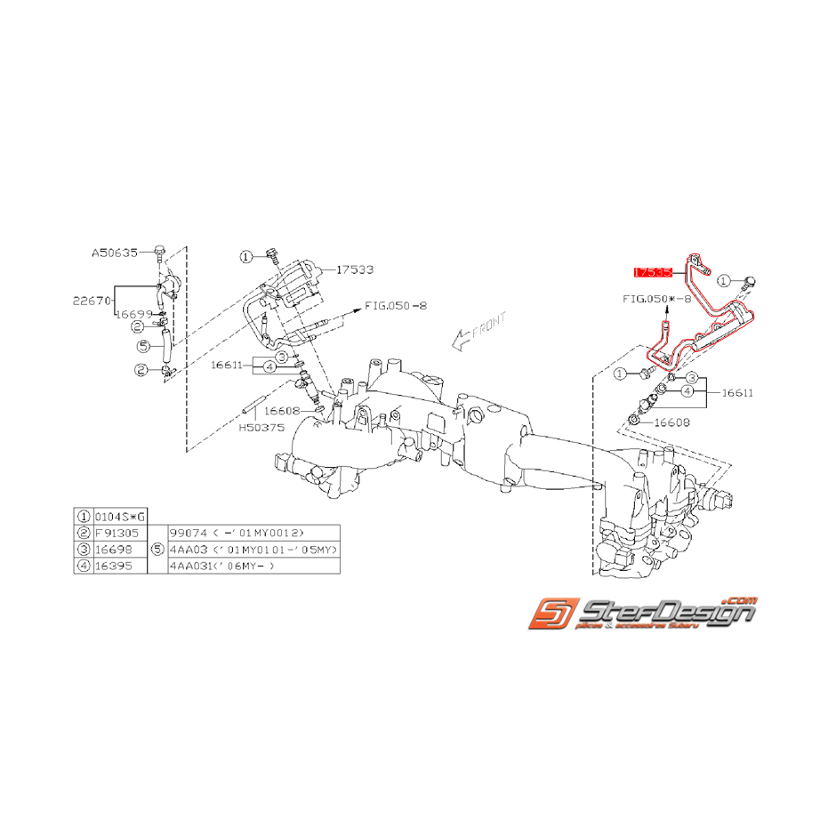Conduit essence injecteur gauche origine WRX 08-11