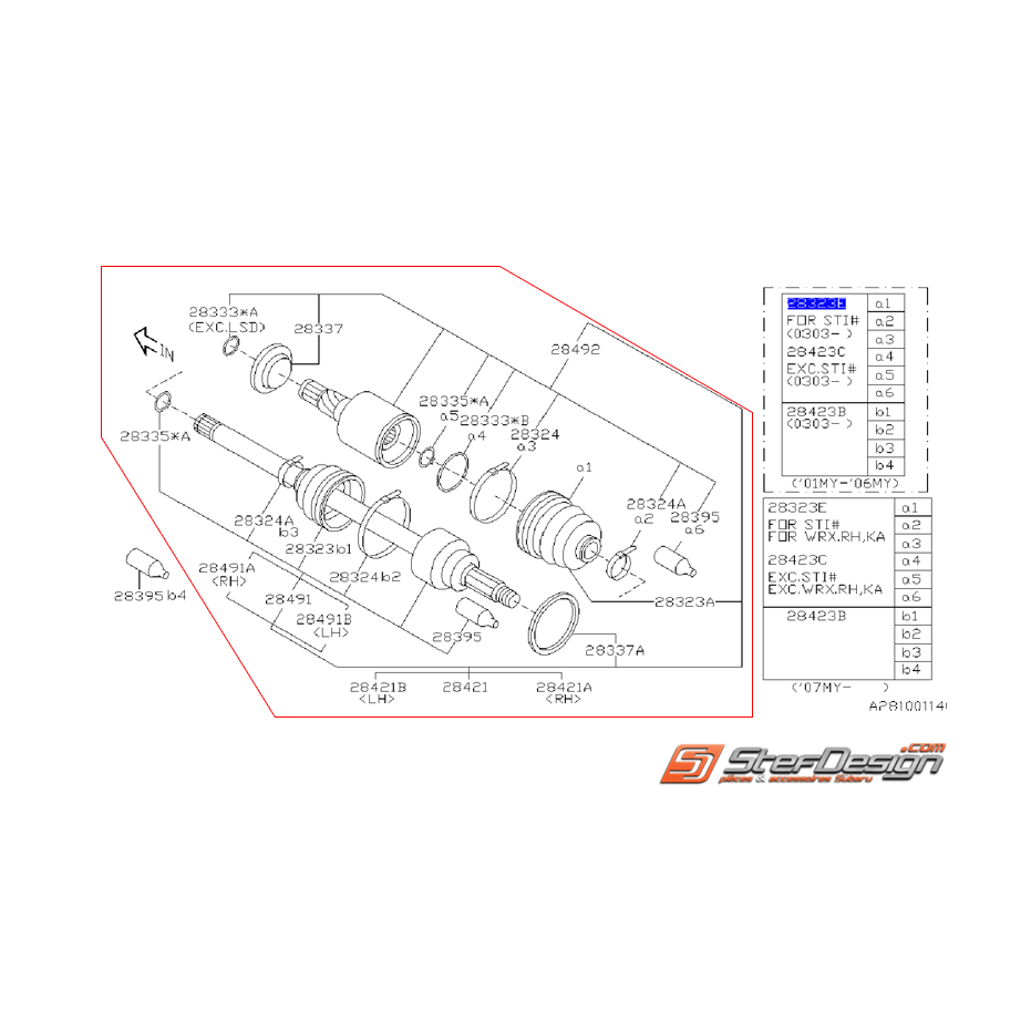Cardan arrière subaru STI 01-04