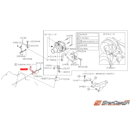 Durite refroidissement turbo origine subaru GT 99-00