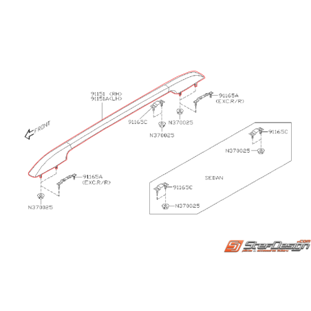 Barre de toit longitudinal origine subaru WRX 03-07