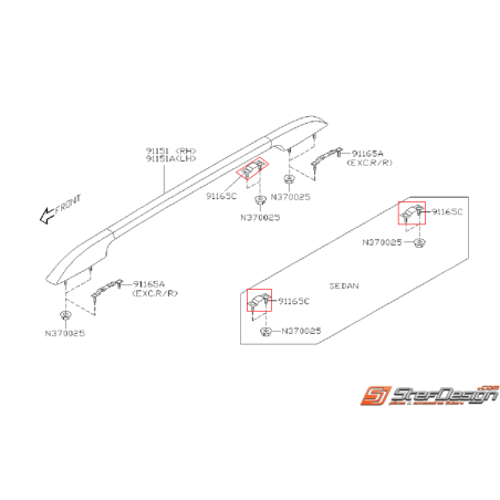 Platine fixation barre de toit subaru WRX 03-07