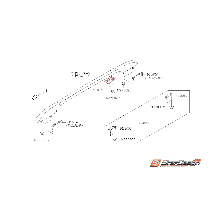 Platine fixation barre de toit subaru WRX 03-07