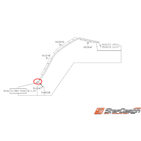 Capuchon avant baguette de toit SUBARU GT 93-00