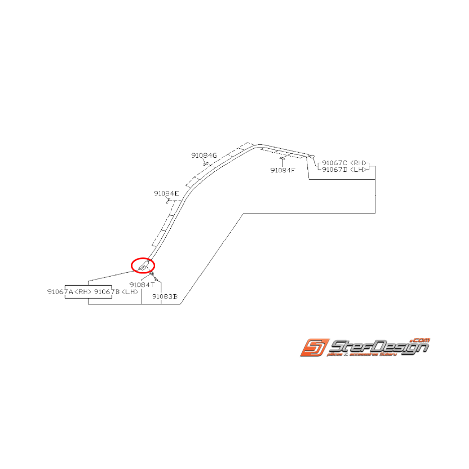 Capuchon avant baguette de toit SUBARU GT 93-00