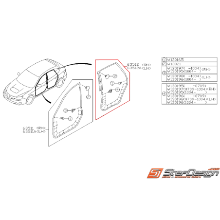 Joint étanchéité porte arrière WRX/STI 08-14