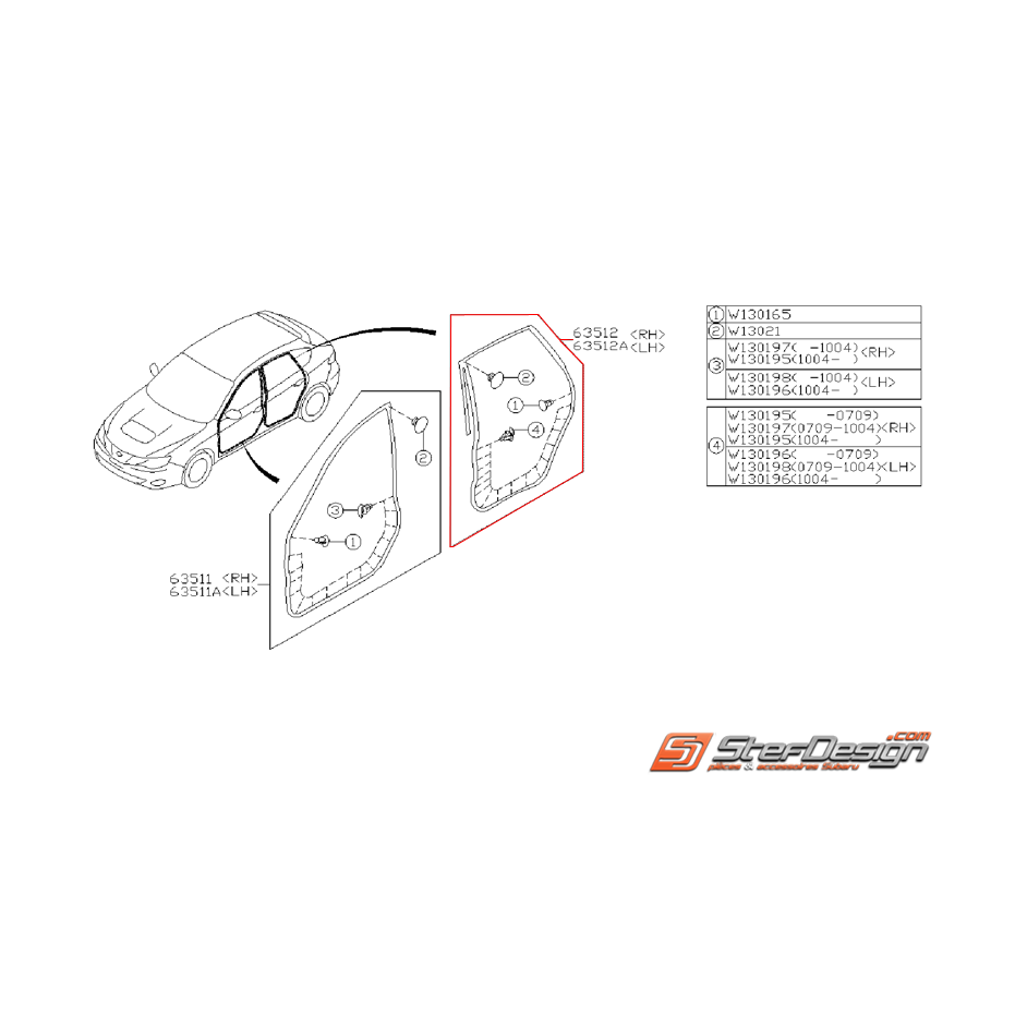 Joint étanchéité porte arrière WRX/STI 08-14