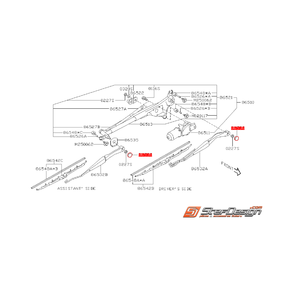 Bouchon balais d'essuie glace SUBARU GT 93-00 WRX/STI 01-07