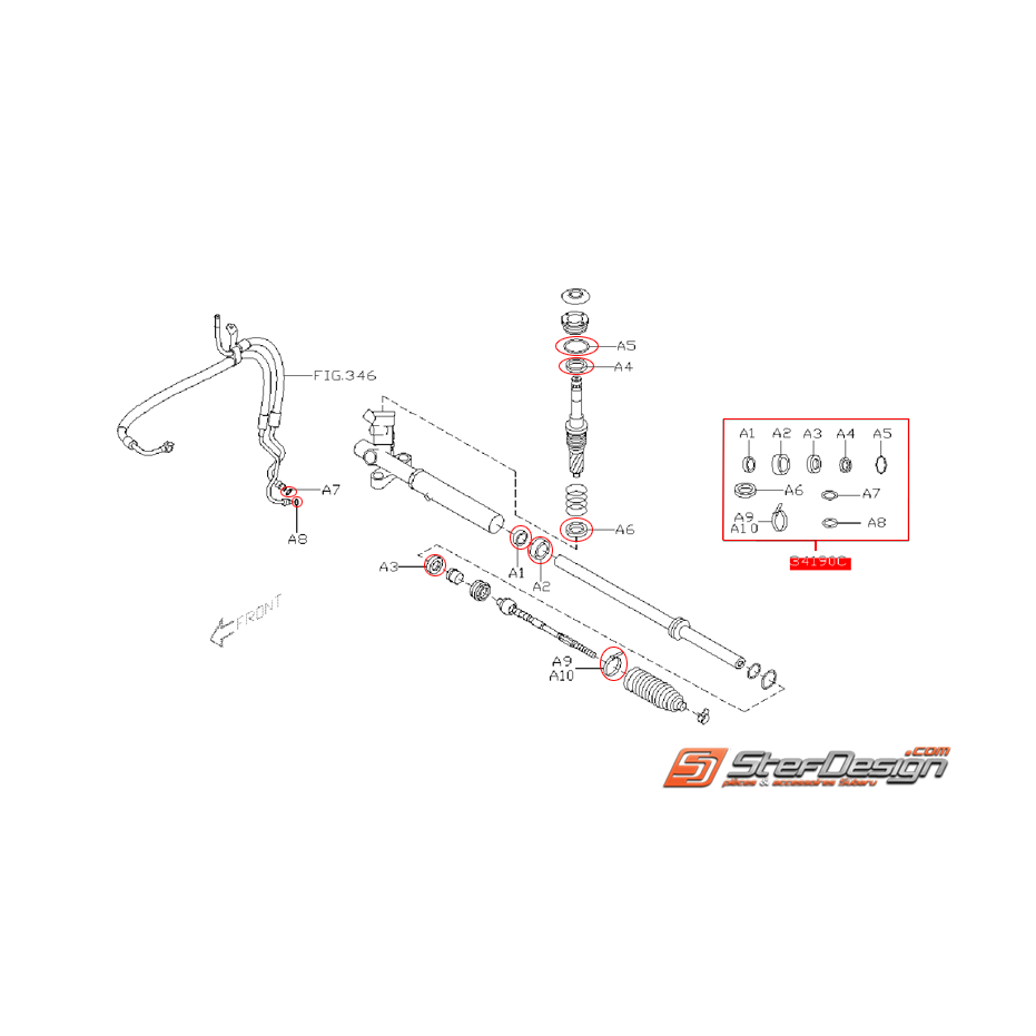 Kit réparation joints de boitier crémaillère direction STI 11-14