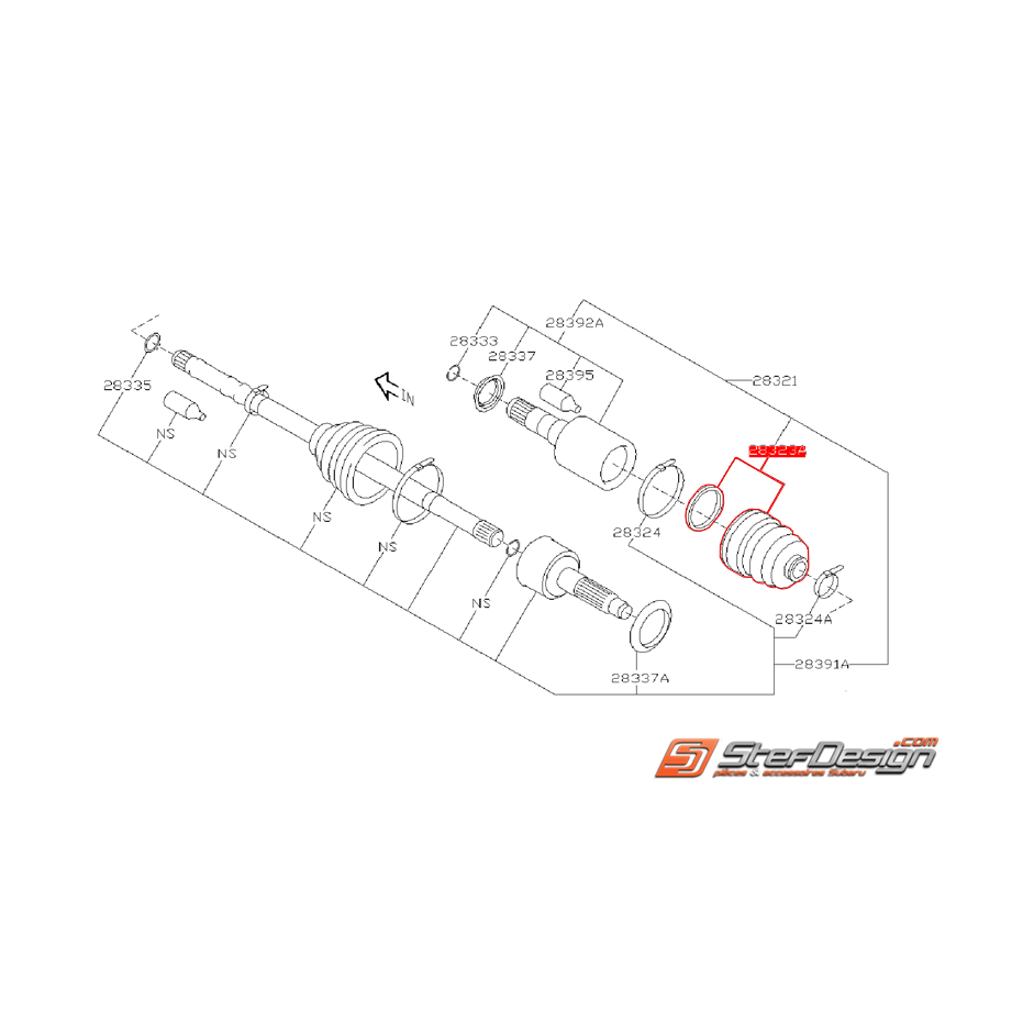 Soufflet de cardan avant SUBARU côté boite STI 08-18