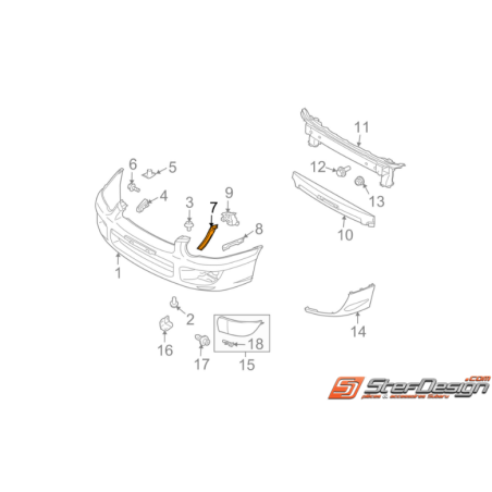 Support supérieur pare-choc subaru STI 03-05