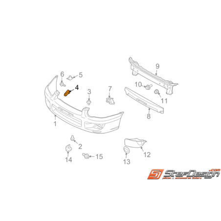 Glissière de pare choc subaru STI/WRX 03-05