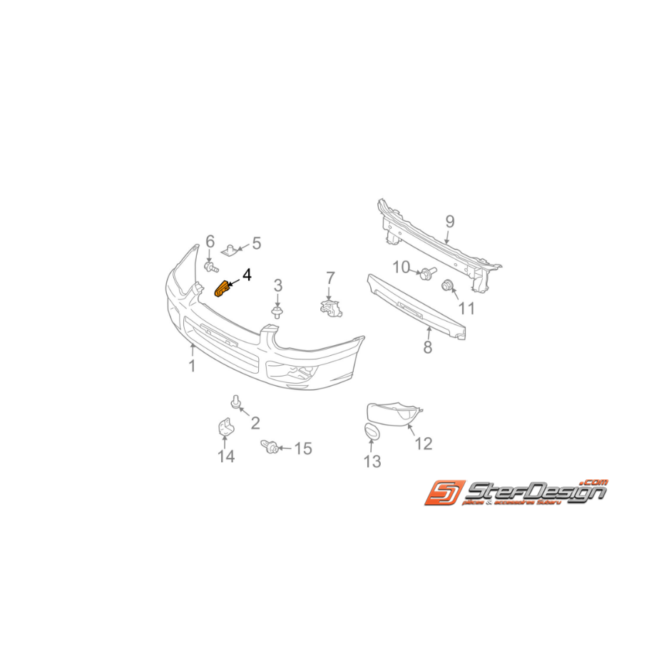 Glissière de pare choc subaru STI/WRX 03-05