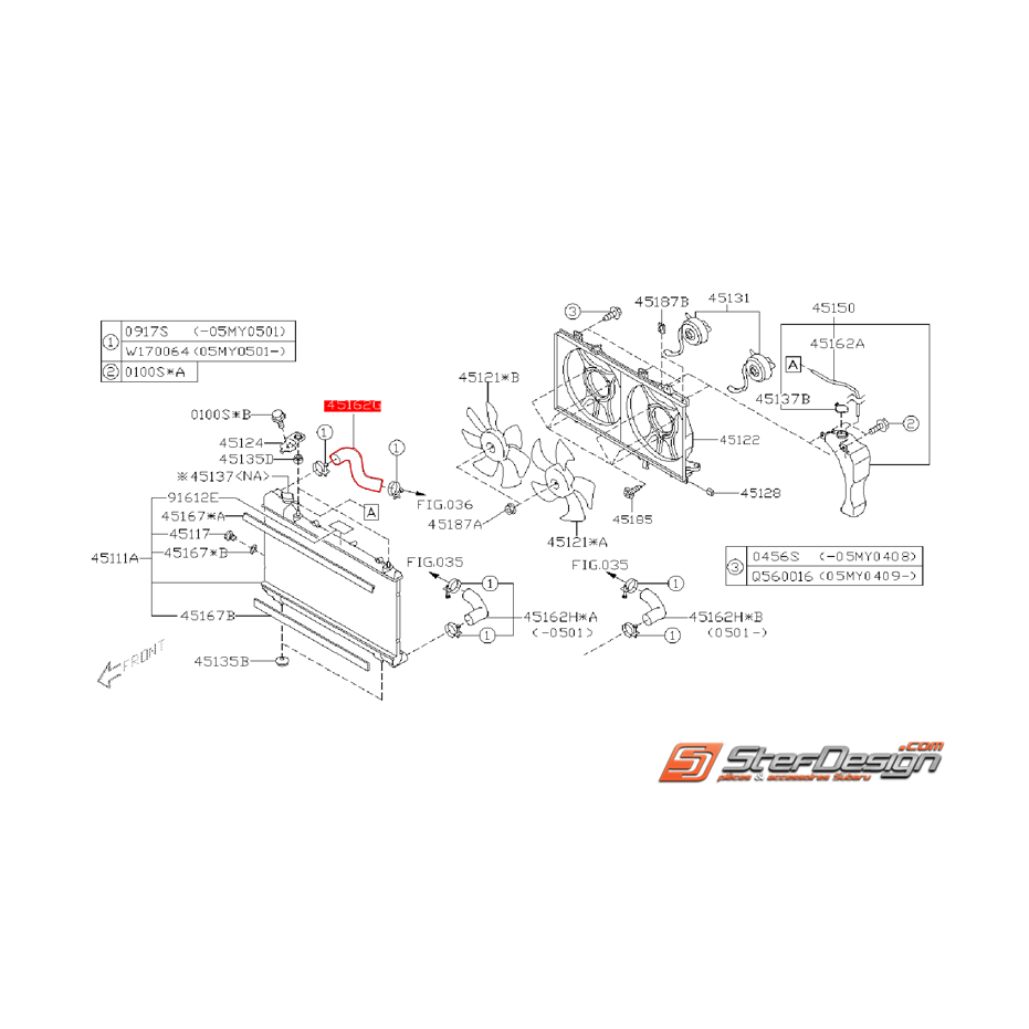 Durite d'eau supérieur subaru OUTBACK 2003