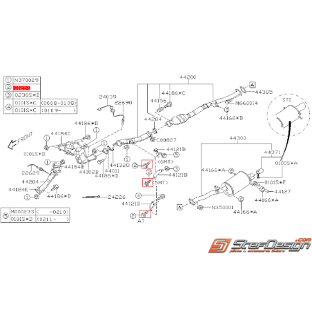 Boulon fixation patte down pipe échappement WRX/STI 01-03