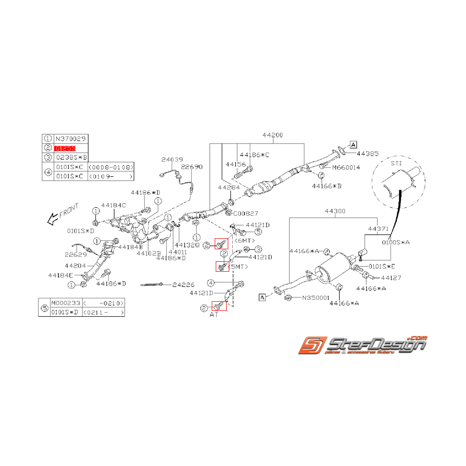 Boulon fixation patte down pipe échappement WRX/STI 01-03