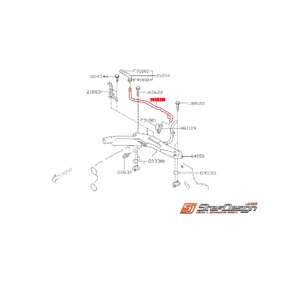 Durite rigide inférieur vase d'expansion SUBARU WRX 01-06 Durite rigide inférieur vase d'expansion SUBARU WRX 01-06