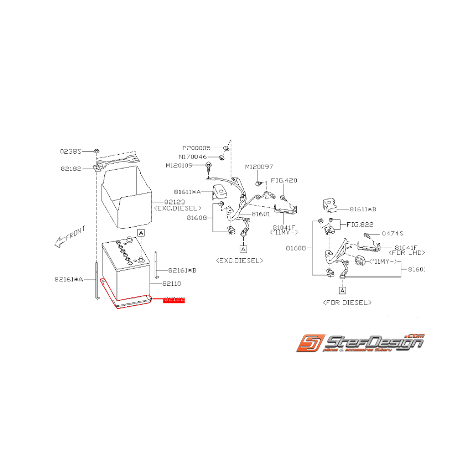 Bac de batterie SUBARU WRX/STI 06-14