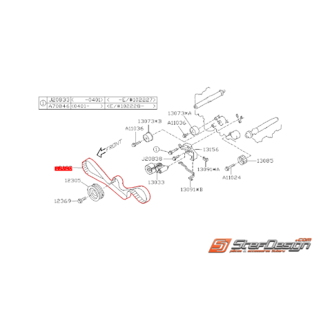 Courroie de distribution origine subaru LEGACY 04-08