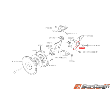 Orifice fixation émetteur d'embrayage STI 01-05