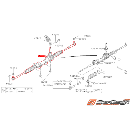 Crémaillère de direction origine subaru STI 03-04