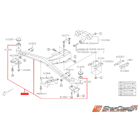 Support avant de différentiel WRX 2004 et STI 04-07