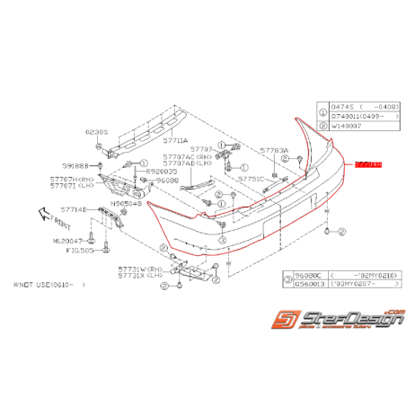 Pare choc arrière subaru WRX 01-02 Break