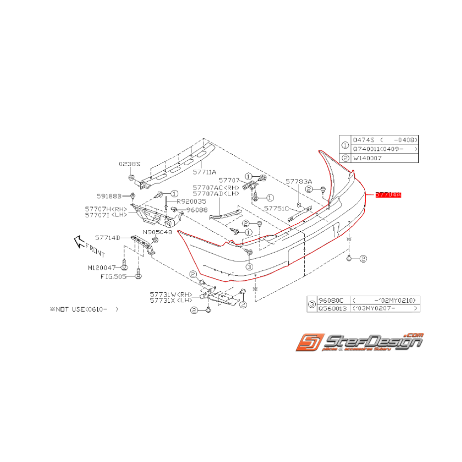 Pare choc arrière subaru WRX 01-02 Break