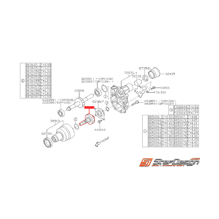 Pignon de renvoie (constante) boite 5 Subaru 2.0 RS 2007 Pignon de renvoie (constante) boite 5 Subaru 2.0 RS 2007