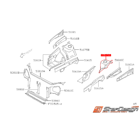 Tôle support suspension face avant gauche WRX/STI 2005