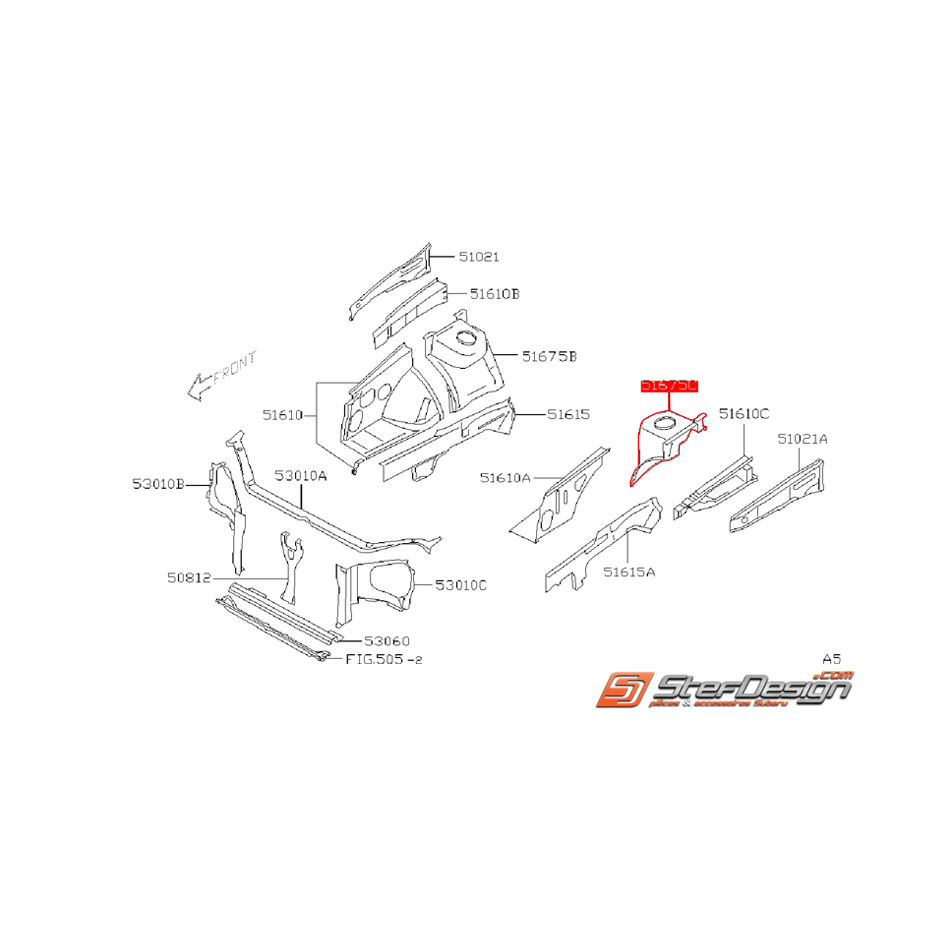 Tôle support suspension face avant gauche WRX/STI 2005