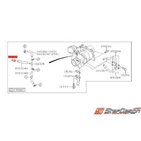 Connecteur durite solénoïde/turbo WRX/STI 01-07