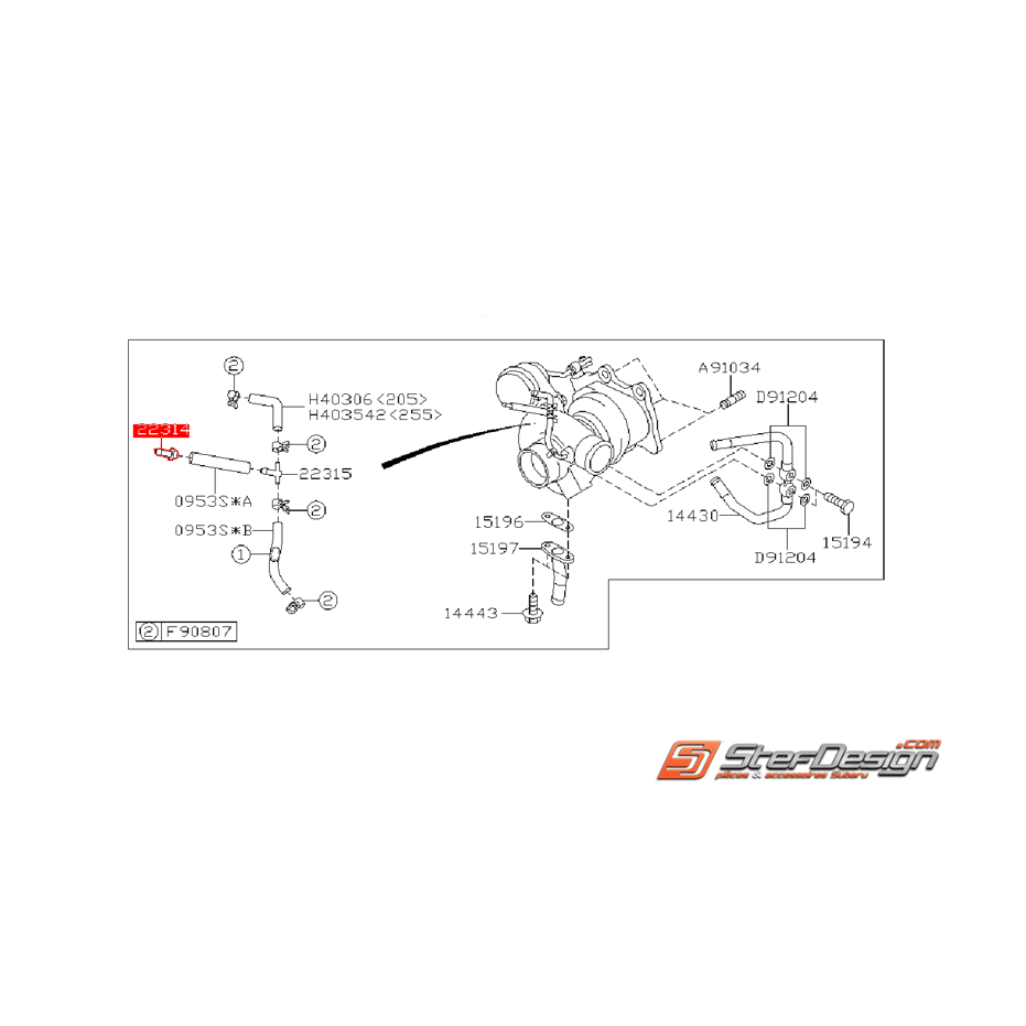 Connecteur durite solénoïde/turbo WRX/STI 01-07