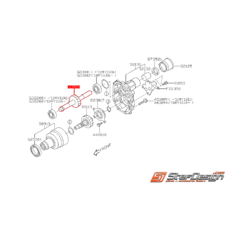 Pignon transfert extension de boite 5 vitesses Subaru 2.0 R 2007