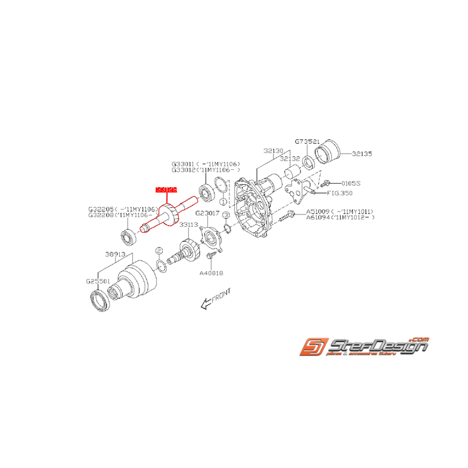 Pignon transfert extension de boite 5 vitesses Subaru 2.0 R 2007 Pignon transfert extension de boite 5 vitesses Subaru 2.0 R 2007