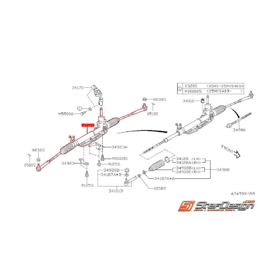 Crémaillère de direction complète WRX 05-07