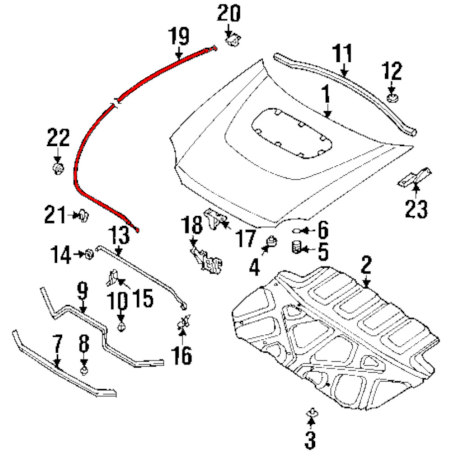 Câble de capot avant SUBARU impreza GT 95-00 WRX/STI 01-07