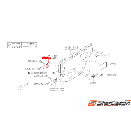 Charnière de porte arrière WRX/STI 01-07