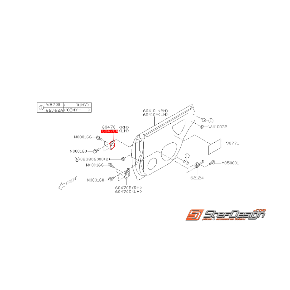 Charnière de porte arrière WRX/STI 01-07