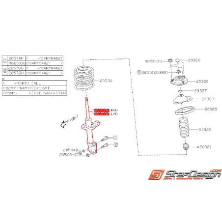 Amortisseur avant origine subaru STI 2004