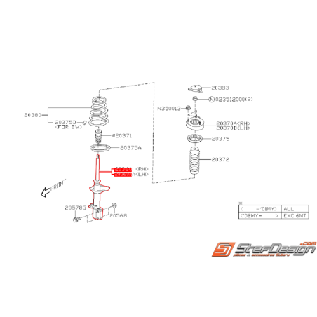 Amortisseur arrière origine subaru STI 05-07