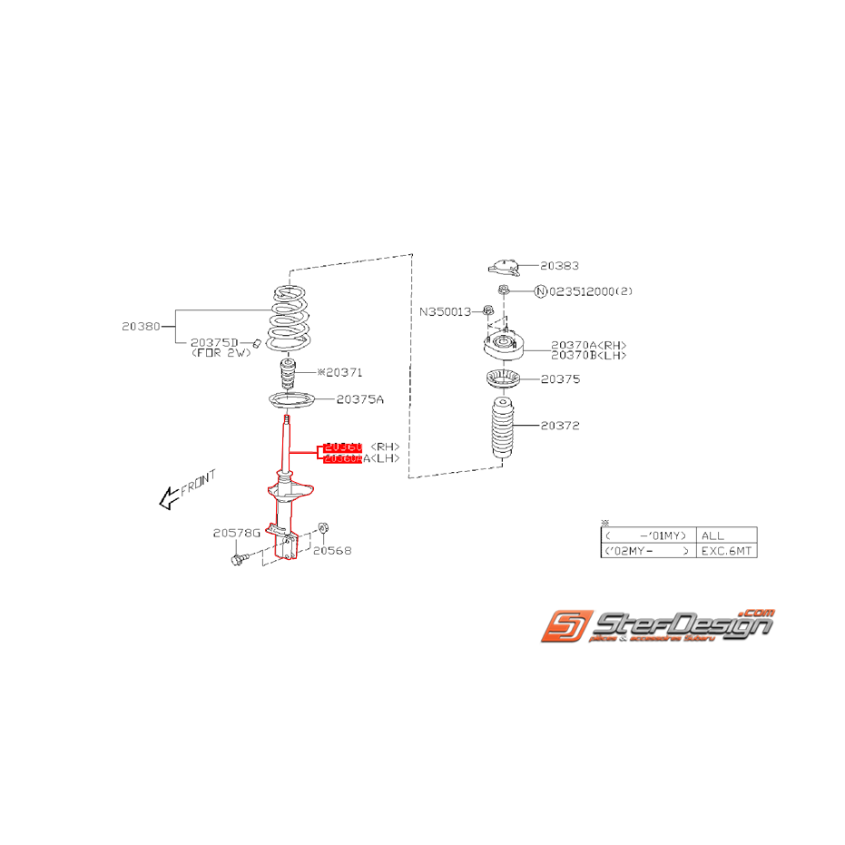 Amortisseur arrière origine subaru STI 05-07