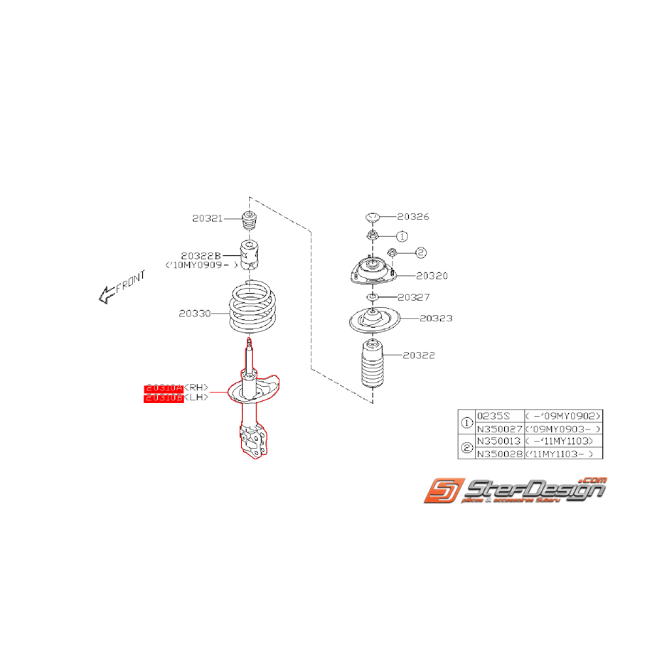 Amortisseur avant origine subaru WRX 2010