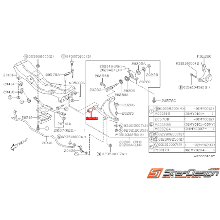 Silent bloc avant de triangle WRX/STI 01-04