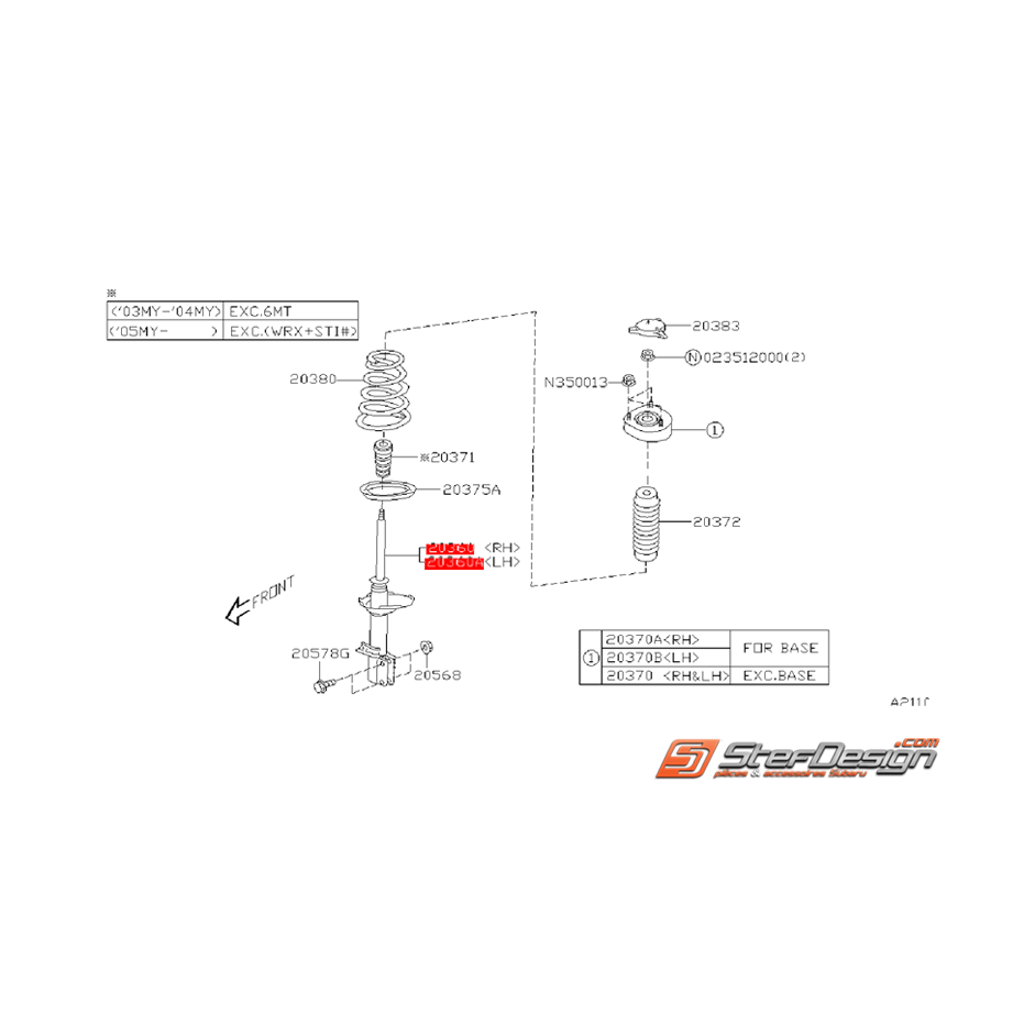 Amortisseur arrière origine subaru WRX 2003